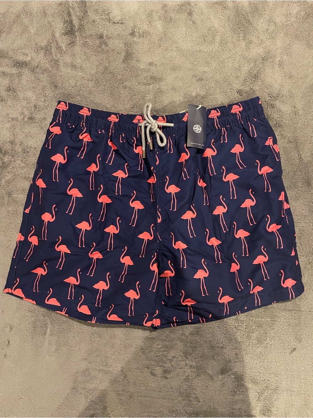 Stivali Swim Trunks Men’s Size M Flamingo Blue Pink Drawstring with Bag